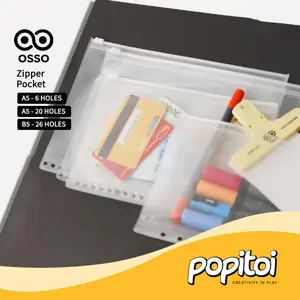 OSSO Zipper Pocket A5 B5 Kantong Ziplock Bag Binder Transparan Bening