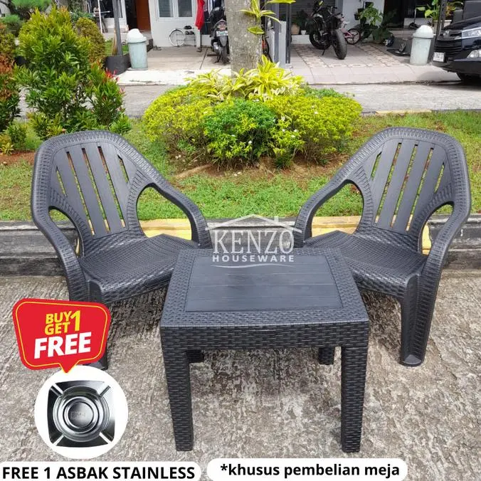 PROMO BANGKU SANDARAN SANTAI ROTAN PLASTIK KURSI BANGKU SANTAI ROTAN