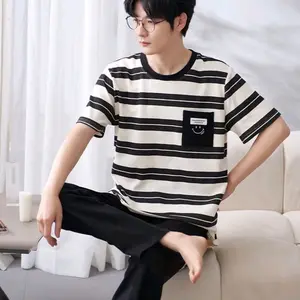 baju tidur cowok piyama pria lengan pendek celana panjang import j09