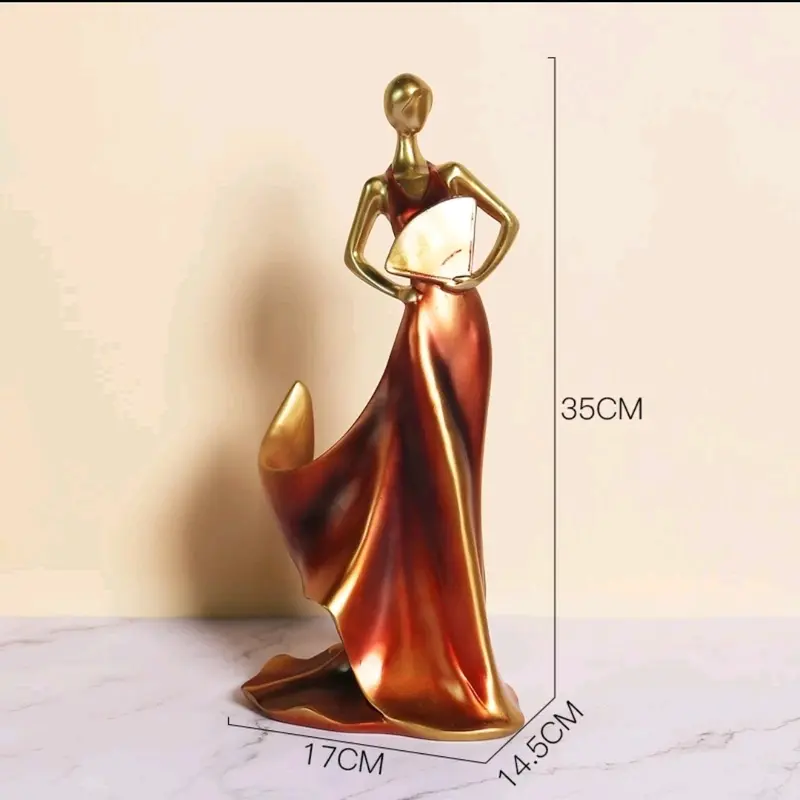 Ornament Pajangan Meja Rak Botol Anggur Wanita Menari Gold Gaya Eropa 4