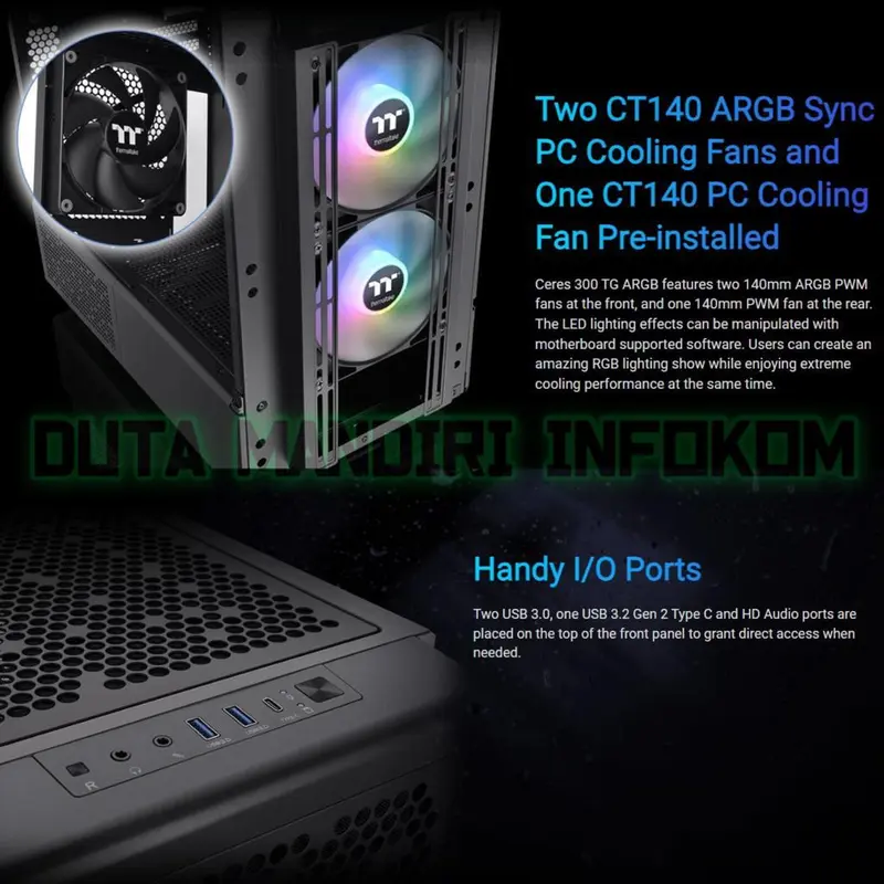 Thermaltake Ceres 300 TG ARGB - Tempered Glass Mid Tower Gaming Case 4