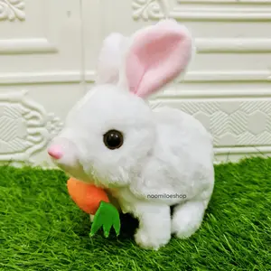 Mainan boneka kelinci wortel bulu bisa bergerak mainan anak