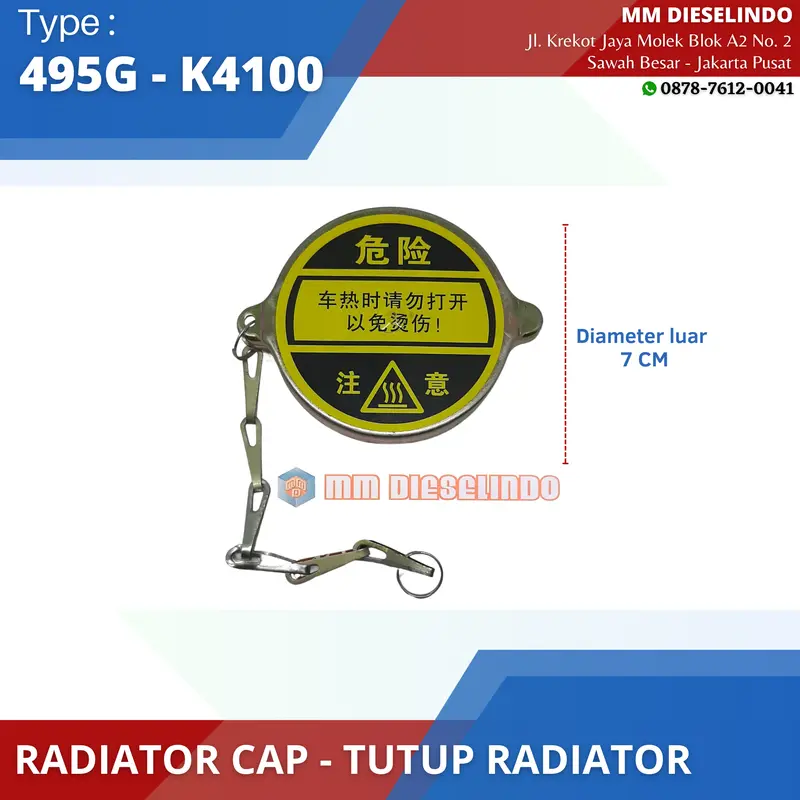 TUTUP RADIATOR - RADIATOR CAP Engine 495G K4100 BESAR - 7 CM - 70 MM 1