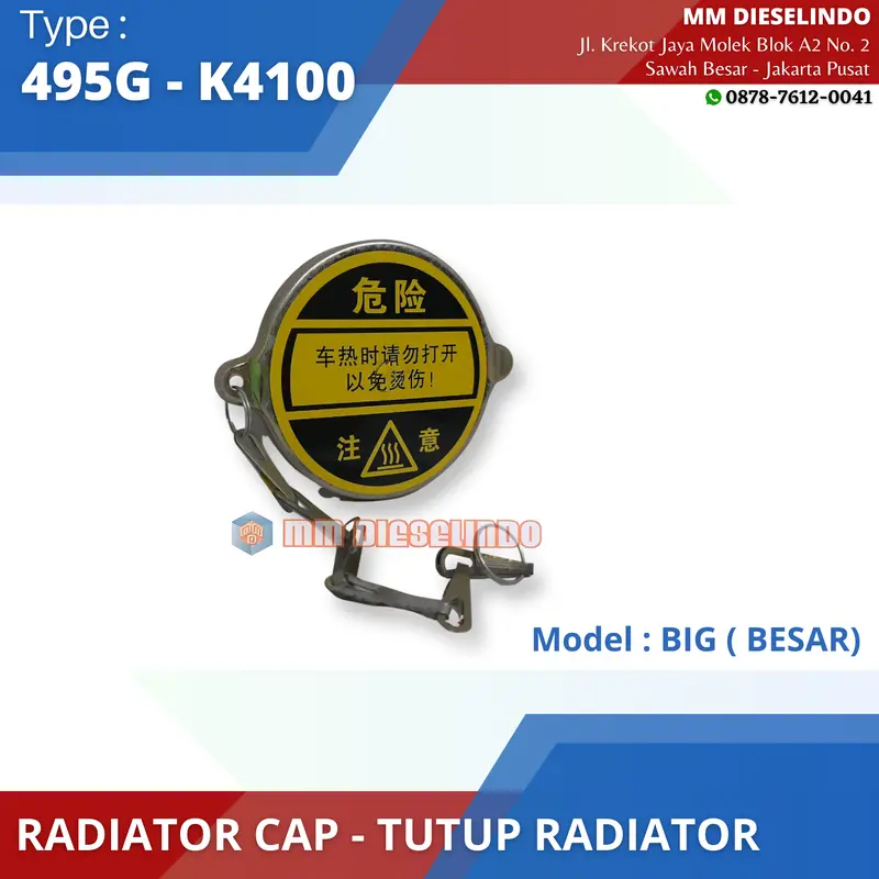 TUTUP RADIATOR - RADIATOR CAP Engine 495G K4100 BESAR - 7 CM - 70 MM 0