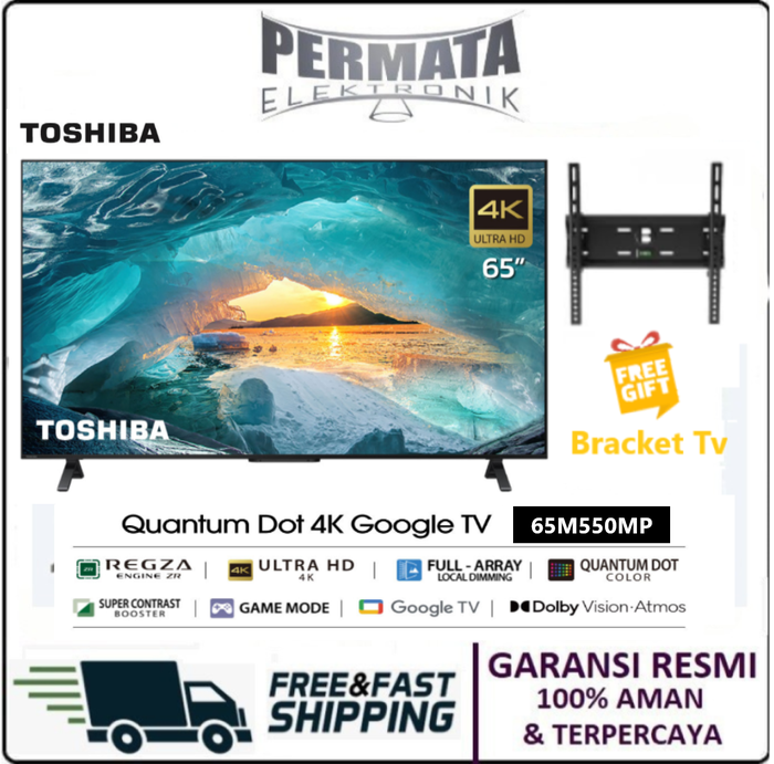 Gambar TOSHIBA 65M550MP 4K UHD QLED Smart Google TV 65 Inch dari Permata Electronik_NEW Kota Administrasi Jakarta Pusat Tokopedia