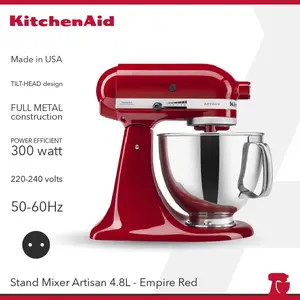 KitchenAid Artisan Series 4.8 L Stand Mixer Merah 5KSM150PSNER