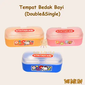 YBS Tempat Bedak Bayi Single 1 Sekat dan Double 2 Sekat Anti Pecah+Puf
