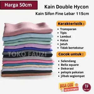 Kain Sifon Fine Duble Hycon Lebar 115 Bahan Kerudung Harga 50cm