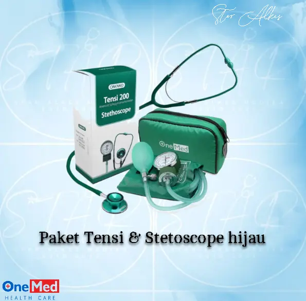 PAKET TENSI 200 + STETOSKOP HIJAU/ PINK/ HITAM/ BIRU/ ABU-ABU MERK ONEMED