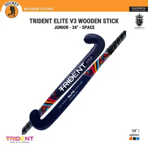 Trident Elite V3 Wooden Stick Junior Space - Stik Hockey Field Lapangan Outdoor Bahan Kayu 34 Inci untuk Pemain Hoki 130-150 cm dengan Grip Nyaman dan Finishing Rapi