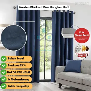 Gorden hordeng tirai blackout biru tua || gorden blackout escada