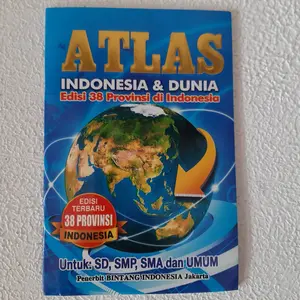 Buku Atlas kecil Indonesia & Dunia edisi 38 provinsi, ukuran 23x15 cm