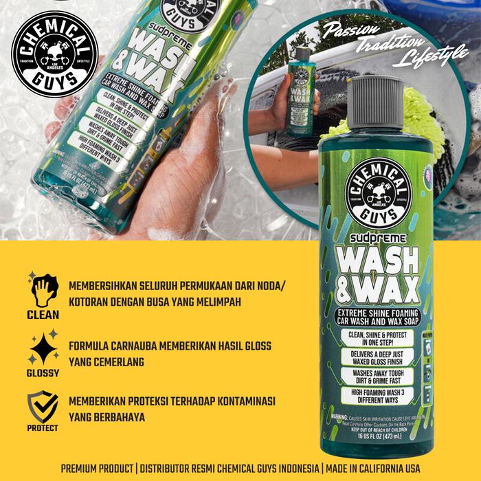 Gambar Chemical Guys Sudpreme Wash & Wax 473ml Shampoo Mobil - Premium Formula Carnauba Wax untuk Kilau & Proteksi Kendaraan dari Chemical Guys Official Store Kota Administrasi Jakarta Selatan Tokopedia