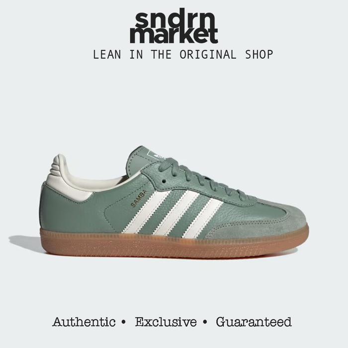 adidas gazelle silver green womens KIDS ADIDAS SAMBA OG EL I (WHITE/GREEN/GUM) main image 1