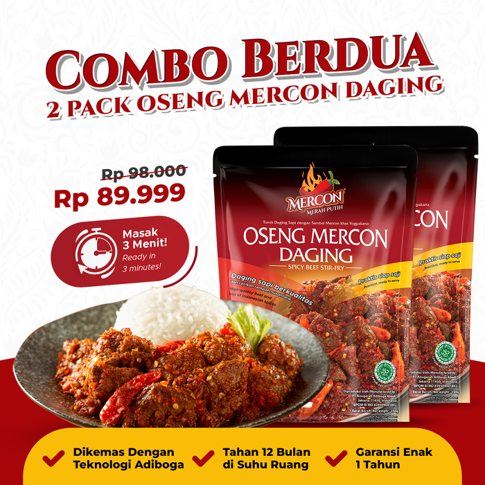 Gambar HEMAT COMBO BERDUA | OSENG MERCON DAGING 150 GRx2 | MERCON MERAH PUTIH - Rawit dari Mercon Merah Putih Kota Administrasi Jakarta Utara Tokopedia