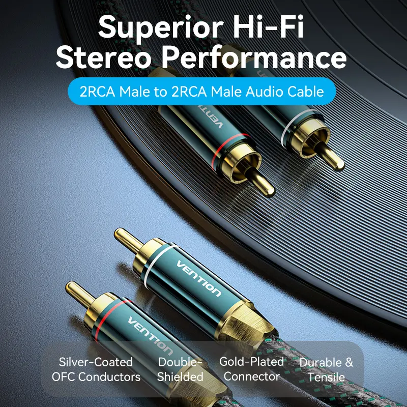 Kabel Audio 2x RCA Male to Male Vention Hi Fi Stereo Performance 2