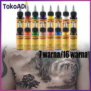 16 PCS Tinta Tato Warna Set 30Ml/Botol Mesin Tato Pigmen Supply Kit