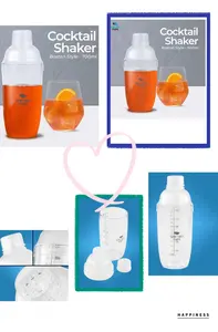 Cocktail Shaker Mixer Bartender Boston Style One Two Cups