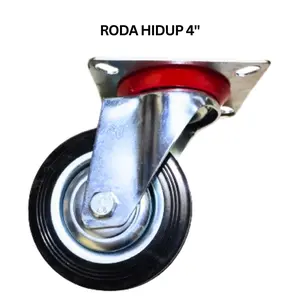 RODA ETALASE 4" inch/RODA KARET/RODA TROLLEY tipe HIDUP (berputar) pc