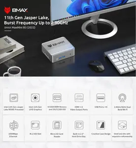 MiniPC BMAX B3 Intel N5095 JasperLake Dual HDMI 4K WiFi Windows 11 Pro