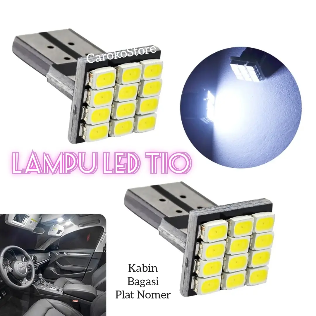 Lampu Led T10 plat nomer kabin bagasi plafon 12smd