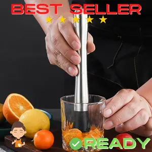 STAINLESS BAR MUDDLER COCKTAIL TUMBUKAN PENUMBUK BUAH MOJITO CRUSHER