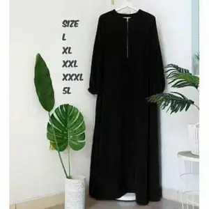 Gamis Kutung Polos Long Dress Tanpa Lengan Bahan Crinkle Airflow ...