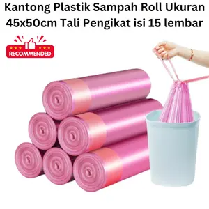 Kantong Plastik Sampah Roll Ukuran 45x50cm Tali Pengikat isi 15 lembar