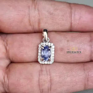 Certified,Nice Blue SAPPHIRE Gold Diamond Pendant