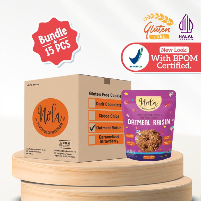 Gambar Paket Nola Gluten Free Oatmeal Raisin Cookies 1 Box Isi 15 Pcs dari VERLINOLA Kota Administrasi Jakarta Selatan Tokopedia