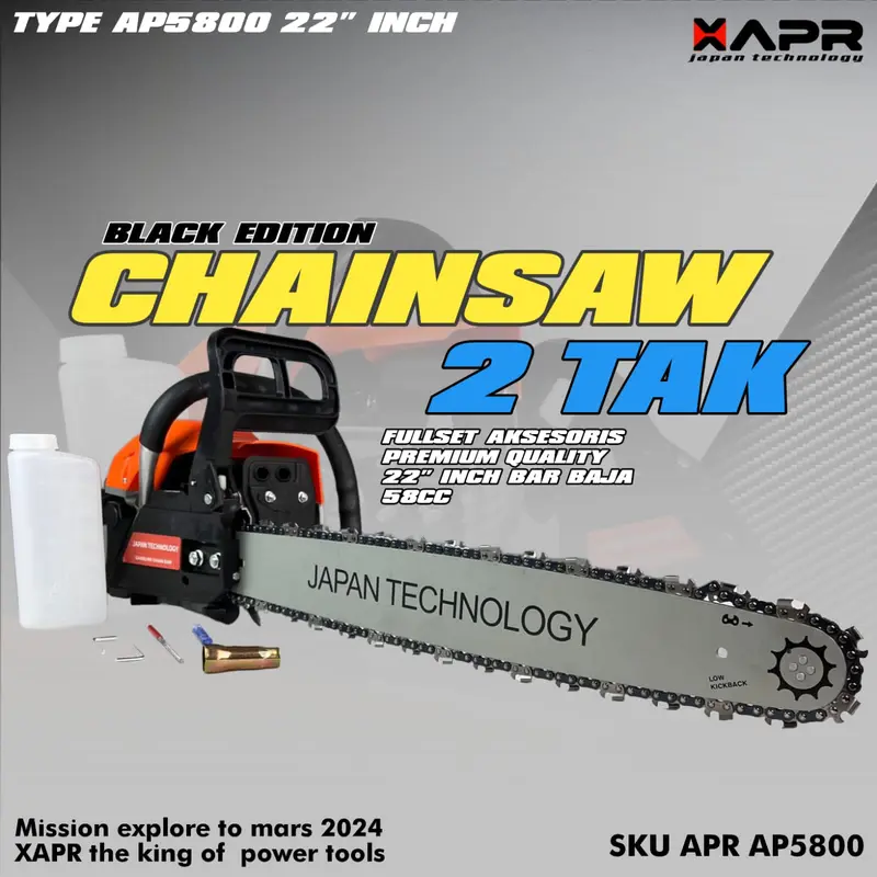 Cod APR JAPAN 5800 22INCH chainsaw 2tak mesin senso gergaji kayu 0