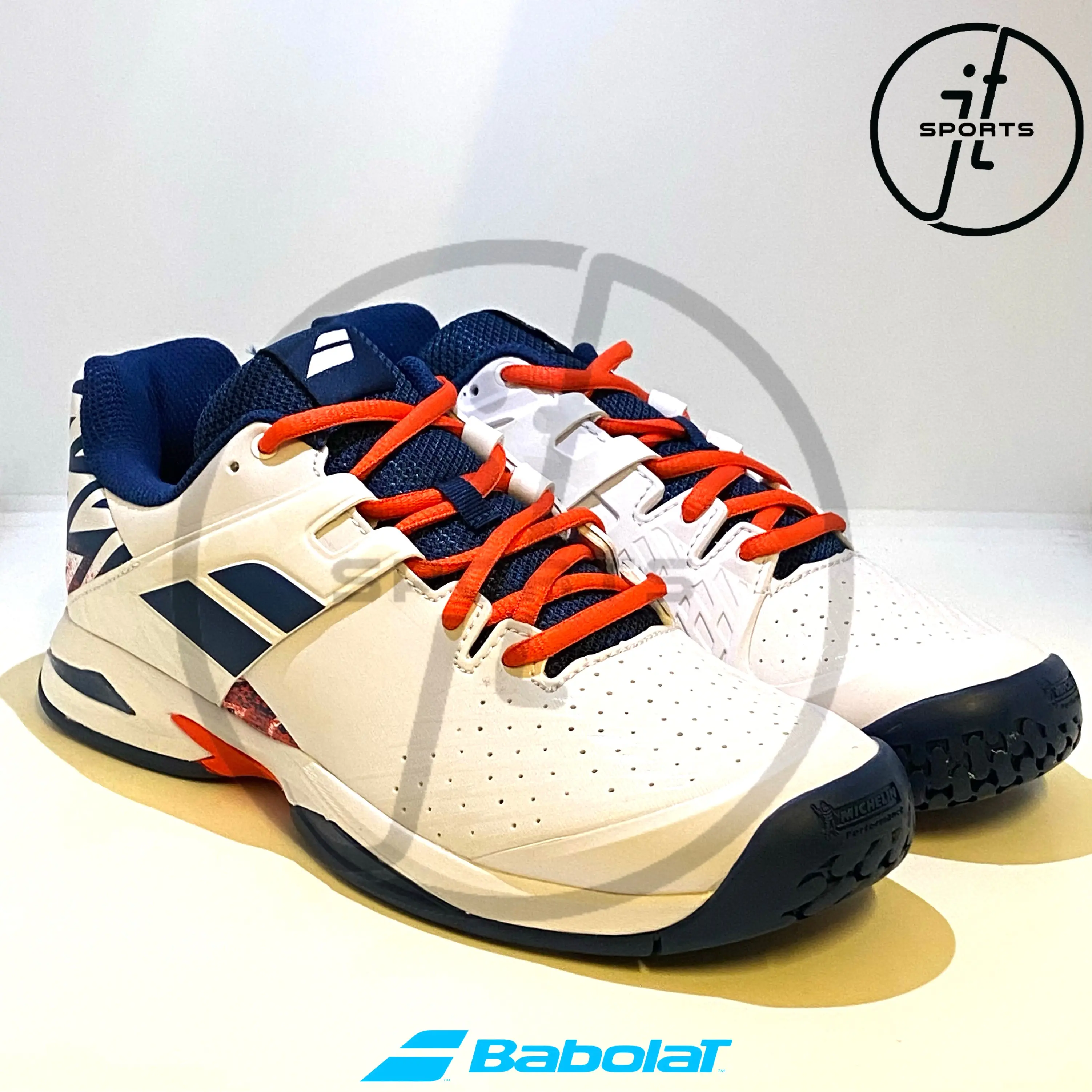 Sepatu Tenis Babolat Propulse JR White Estate Blue Junior Tennis Shoes