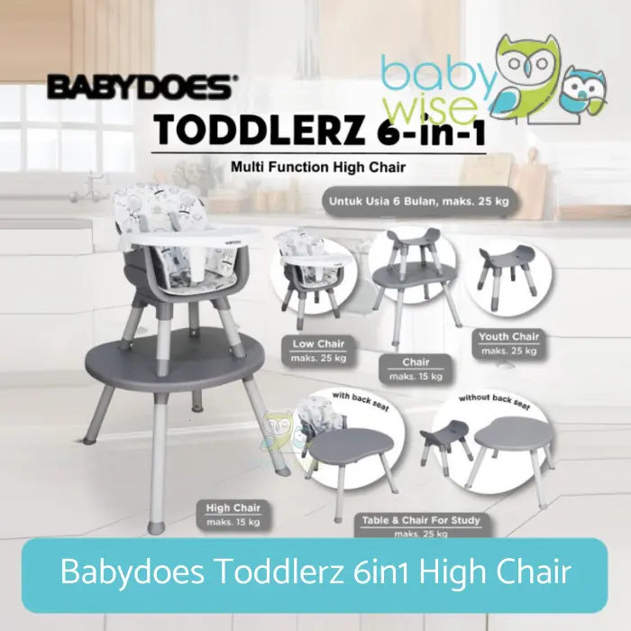 Babydoes Toddlerz 6in1 High Chair - Kursi Makan Bayi 0