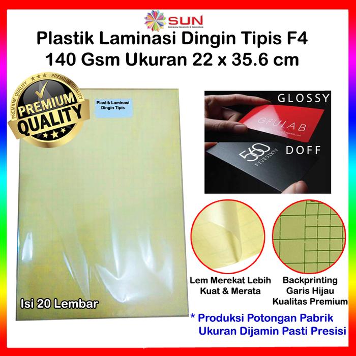 Gambar SUN Plastik Laminasi Dingin Tipis F4 Folio - Laminasi Glossy / Doff - GLOSSY, Surabaya dari Sun Indonesia Kota Surabaya Tokopedia