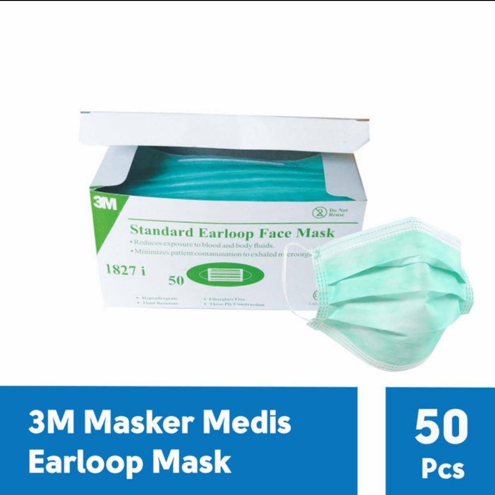 3M 1827i Earloop surgical mask masker medis 3 play 1 box 50pcs