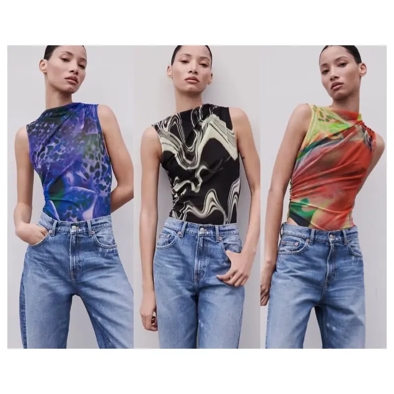 Ink Graffiti Bodysuit Sleeveless Top Blouse 0