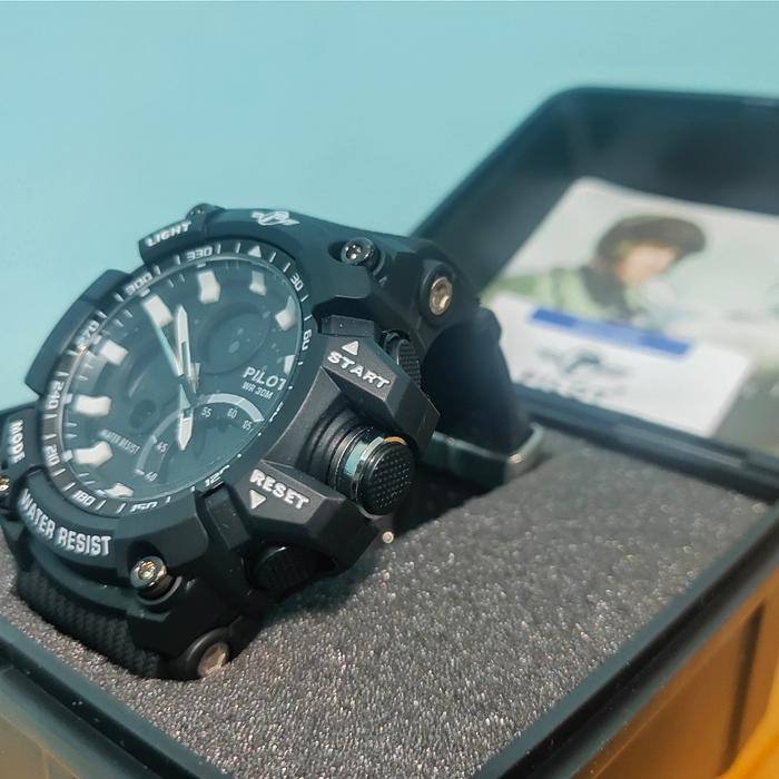 Gambar PILOT Jam Tangan Sport Pria Dual Time Analog Digital Water *MERAH dari Bobocstore Jakarta Barat Tokopedia