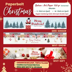 Paper belt Natal Label Merry Christmas Horizontal by Hapunni