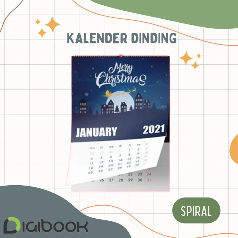 Cetak Kalender dinding 2025 / Custom Kalender Dinding Hijriyah / Kalender dinding Jilid Klem 2025  - Kalender Dinding Custom 6 Lembar Spiral 1
