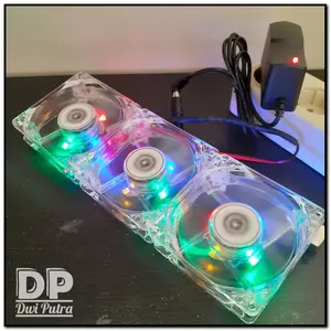 FAN KIPAS AQUARIUM / AQUASCAPE PENDINGIN FULLSET TRANSPARAN LED RGB
