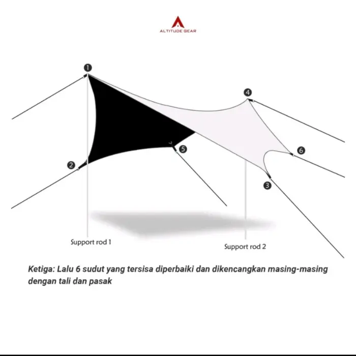 Flysheet Hexagonal 4x6 Tenda Gunung 4P Camping Dome Outdoor 4