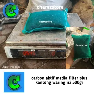 carbon aktif media filter kolam & aquarium + kantong waring isi 500gr