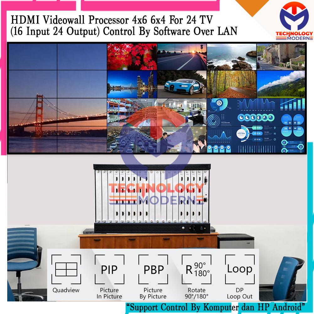 HDMI Modular Videowall Controller/Processor 4x6 6x4 (16 In 24 Out)