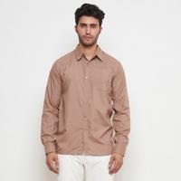 Gambar EMOLINE Kemeja Pria Basic Polos Panjang Coklat - Coklat, L dari emoline Kota Administrasi Jakarta Barat 1 Tokopedia