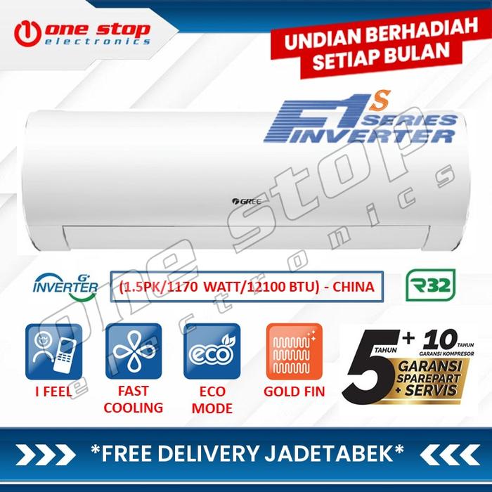 Gambar GREE GWC-12F1S /GWC-12 F1S AC F1S INVERTER SERIES R32 w/ I FEEL 1.5PK dari OneStop Electronics Kota Administrasi Jakarta Utara Tokopedia