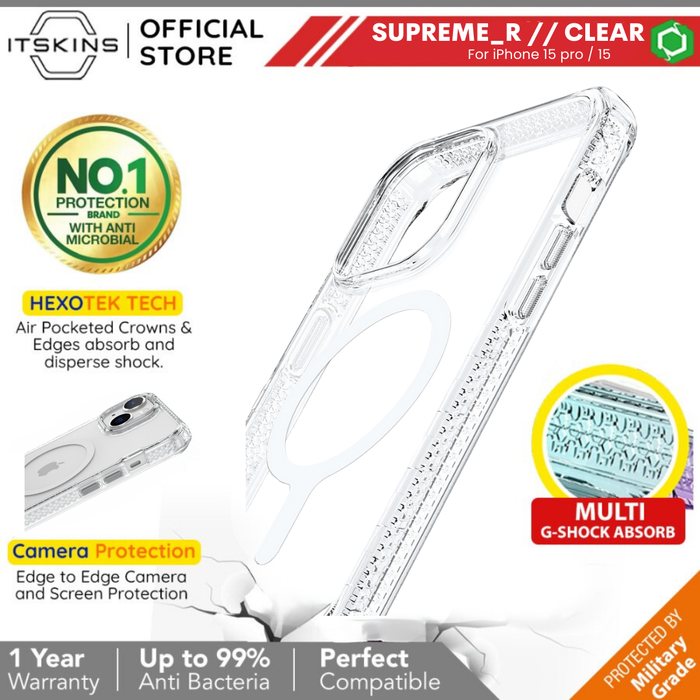 Gambar Case iPhone 15 Pro / 15 - ITSKINS Supreme R CLEAR Casing Magsafe - ClearMagsafe, iPhone 15 Pro dari ITSKINS Official Store Kota Administrasi Jakarta Pusat Tokopedia