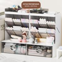 Gambar MEGAM Rak Meja Laci Penyimpanan Pensil Pulpen Storage Box HSB742 - Coffee dari Megam.id Kab. Tangerang 3 Tokopedia