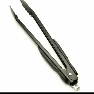 Capitan / jepitan Hitam kue Roti gorengan tahan panas ukuran 30cm / Alat capit makanan mie bahan  Teflon Kitchenware