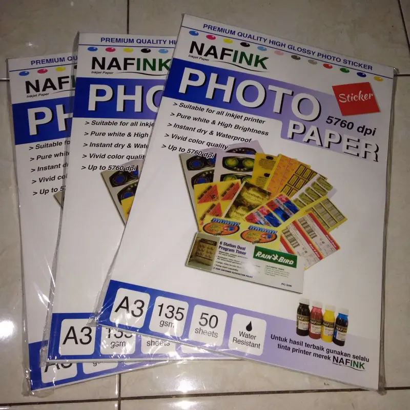 Kertas Foto Stiker Glossy Sticker Photo Paper A3 135 Gsm 50 lembar 0