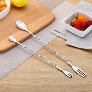 Bar spoon 26 cm garpu sendok pengaduk minuman Stainless Steel
